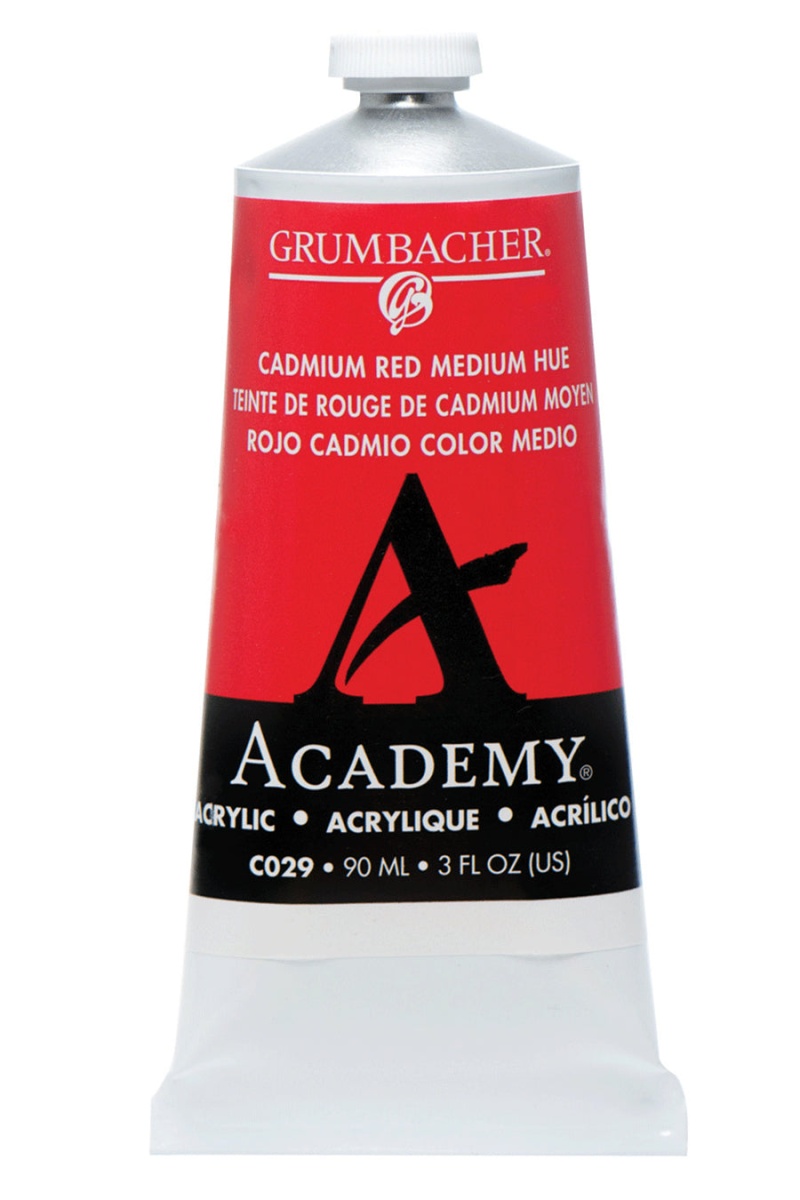 Academy® Acrylic Red Color Family - Cadmium Red Medium Hue C029 / 200 Ml. (6.75 Fl. Oz.)