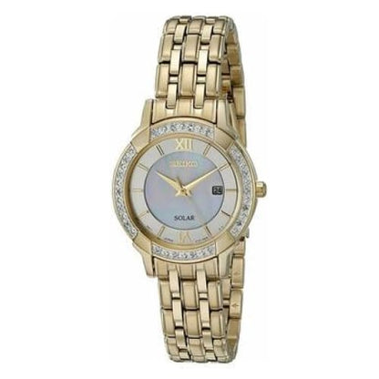 Seiko Solar Diamond Accent Mother Of Pearl Dial Women's Watch