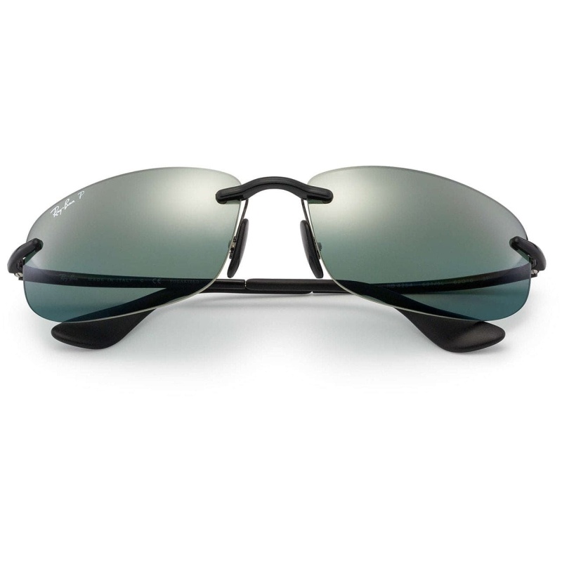 RayBan Tech Sunglasses Black Frame With Polarized Grey Mirror Chromance Lens