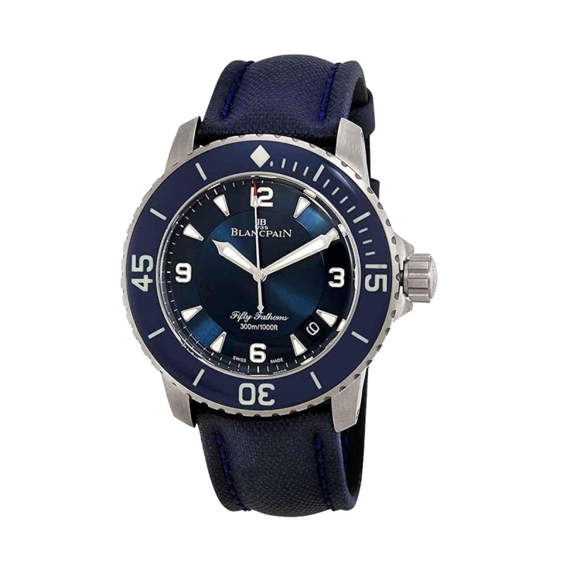 Blancpain Fifty Fathoms Blue Dial Men's Nato Sail Cloth Automatic Watch