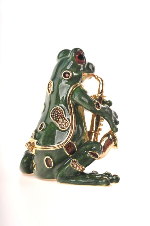 Frog Playing The Saxophone Jewelry Box by Keren Kopal
