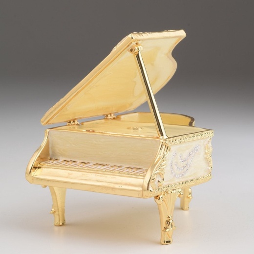 White Piano Enamel Painted Trinket Box by Keren Kopal