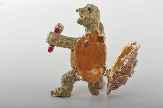 Turtle Singing with a Microphone Trinket Box by Keren Kopal