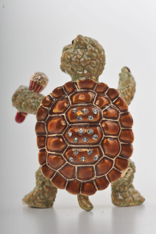 Turtle Singing with a Microphone Trinket Box by Keren Kopal