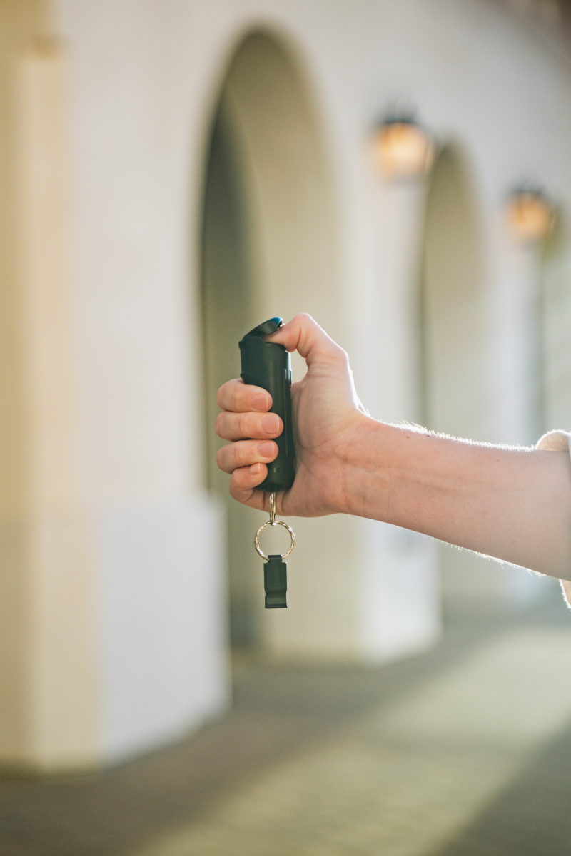 Cops Pepper Gel W/ Quick Release Whistle Keychain - Black