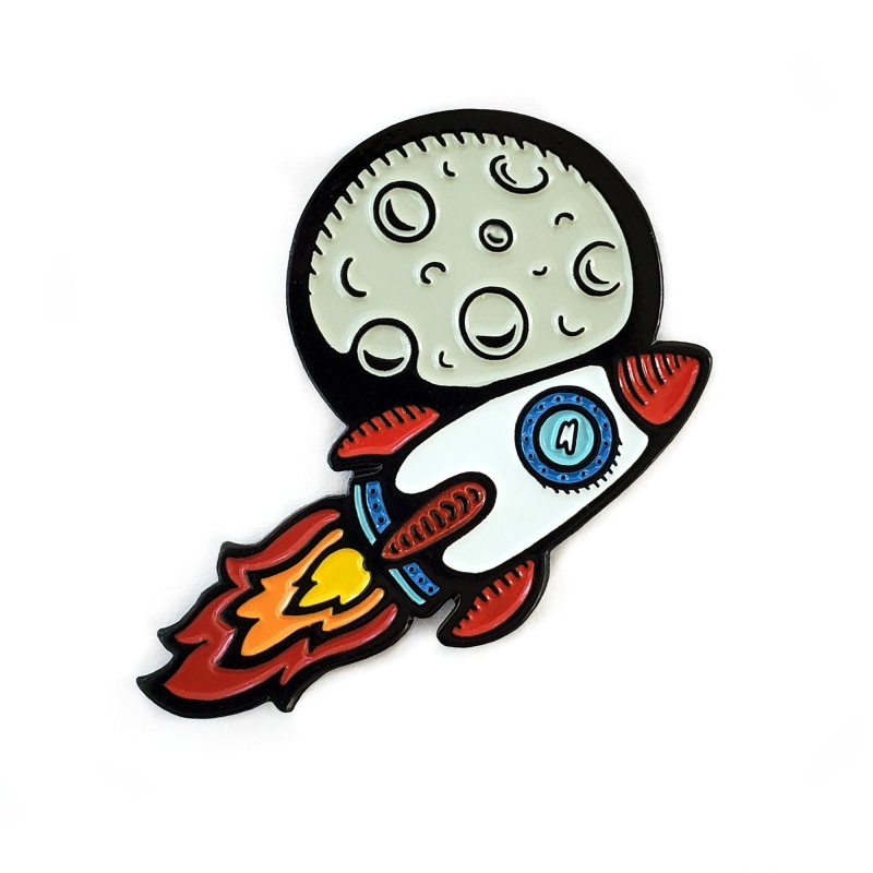 To The Moon Rocketship Pin