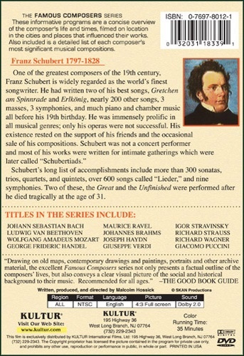 FAMOUS COMPOSERS: FRANZ SCHUBERT DVD 5 Classical Music