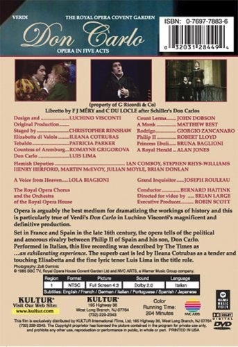 DON CARLO (The Royal Opera, Covent Garden) DVD 9 Opera