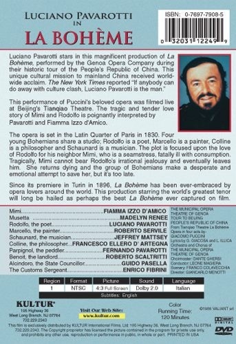 Luciano Pavarotti in LA BOHÉME (Genoa Opera Company) DVD 5 Opera