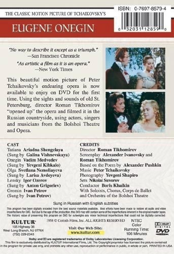 Eugene Onegin (Classic Motion Picture With The Bolshoi Opera) DVD 5 Opera
