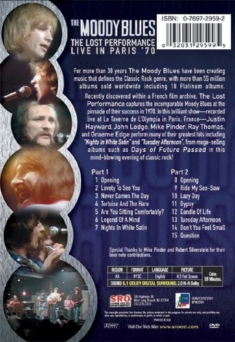 MOODY BLUES: THE LOST PERFORMANCE DVD 5 Popular Music