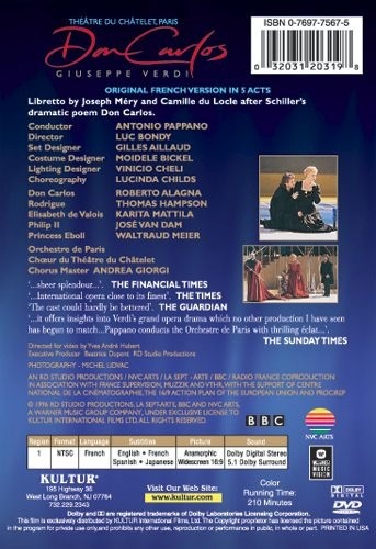 DON CARLOS (Théâtre Du Châtelet) DVD 9 Opera