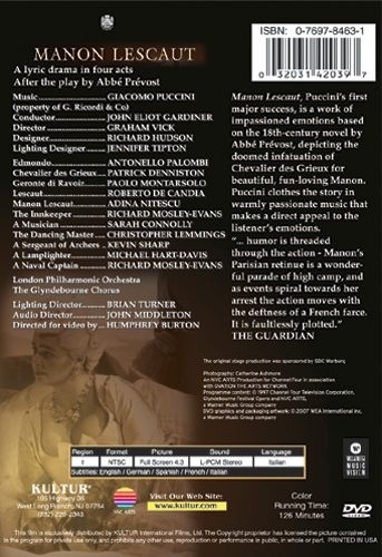 Manon Lescaut (Glyndebourne) DVD 9 Opera