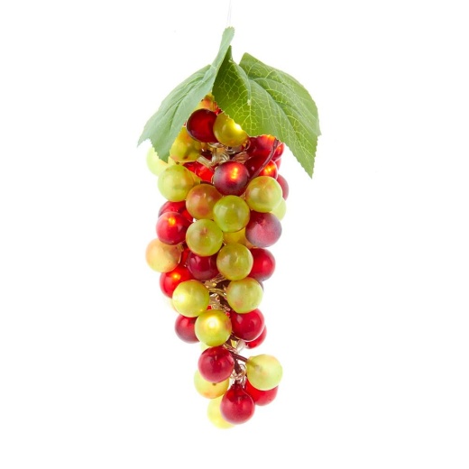 8" Battery-Operated 20-Light Warm White LED Single Cluster Green & Burgundy Grape Cluster Light Set