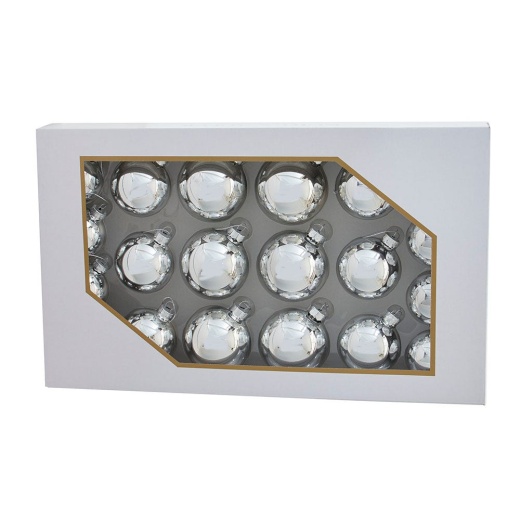 60Mm-80Mm Glass Shiny Silver Ball Ornaments, 20-Piece Box