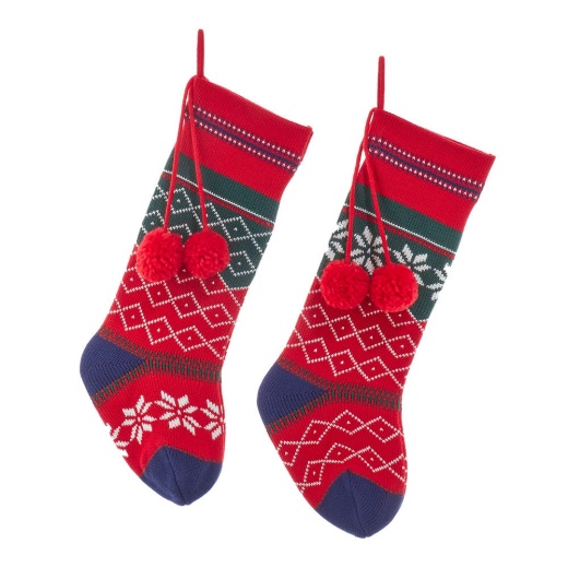19" Red, Green, White & Blue Stockings, 2 Assorted