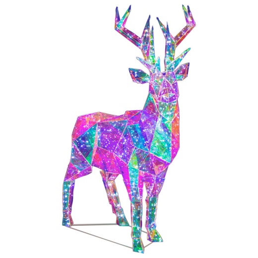 35.4" Pre-Lit Cool White Led Multifunction Holographic Reindeer