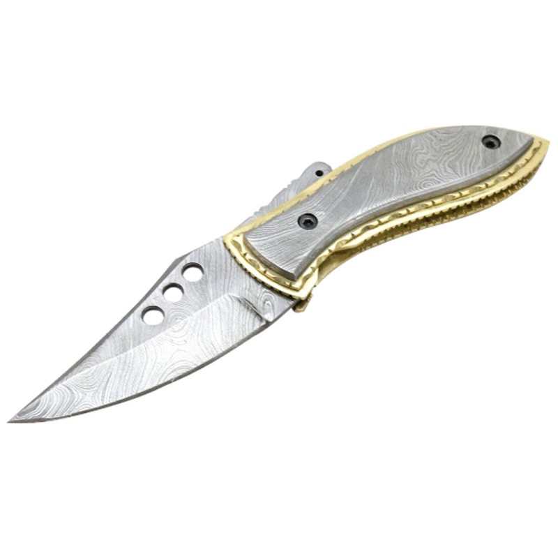 Theboneedge 7" Damascus Blade And Handle Folding Knife Handmade With Sheath New