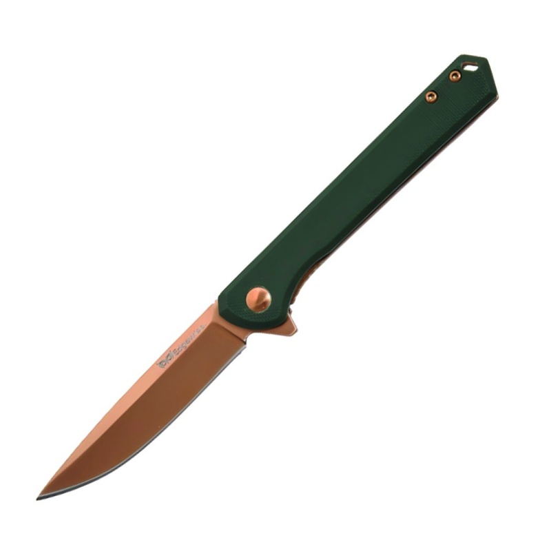 Dispatch 7.7" Folding Knife – D2 Titanium Sanded Blade & Green G10 Handle
