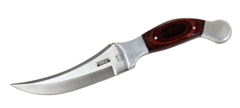 9" Defender Xtreme Full-Tang Hunting Knife With Real Wood Handle And Leather Sheath