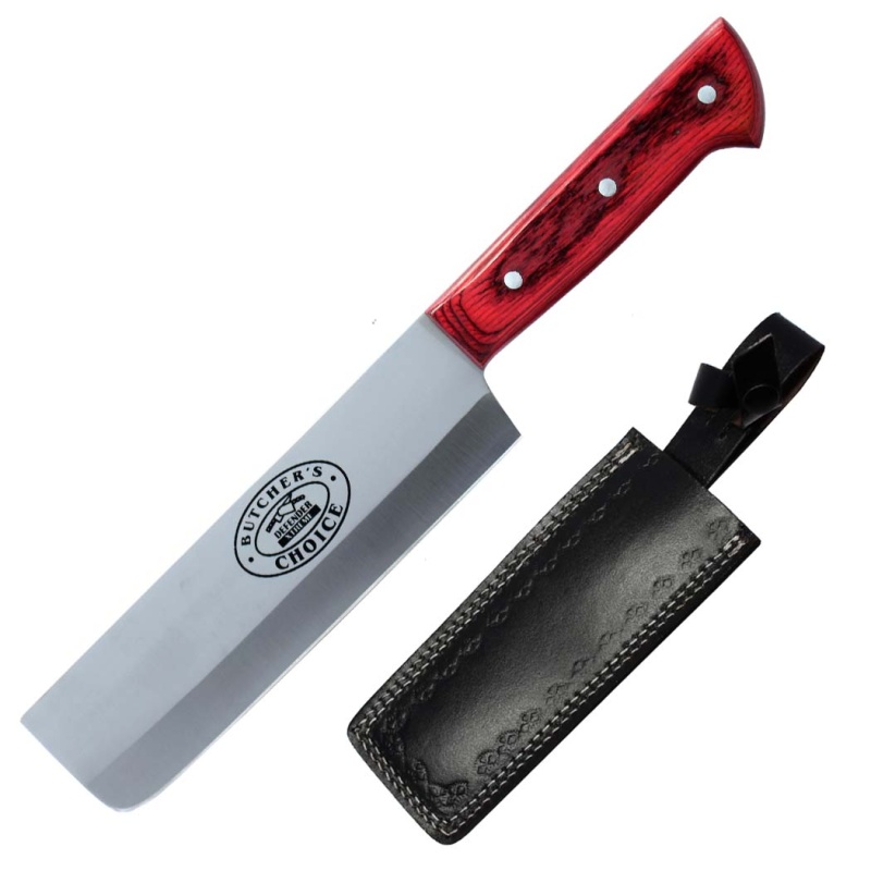 Theboneedge 12" Butcher Choice Stainless Steel Kitchen Knife Red Wood Handle