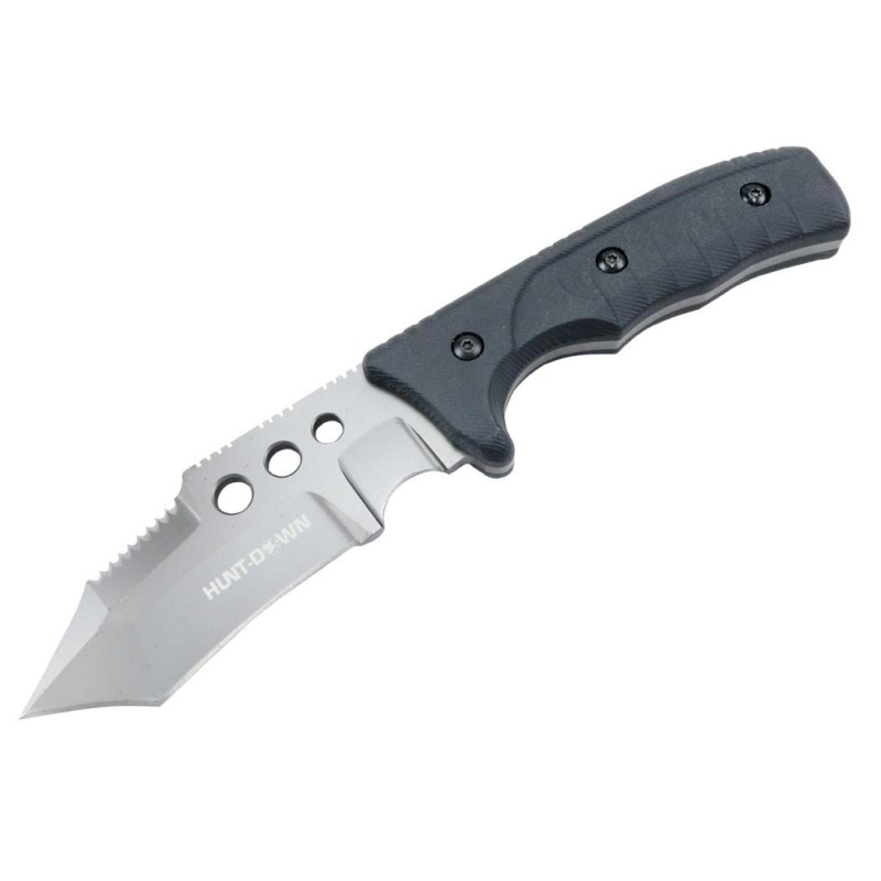 Hunt-Down 10" Stainless Steel Blade Full Tang Hunting Knife With Black Sheath