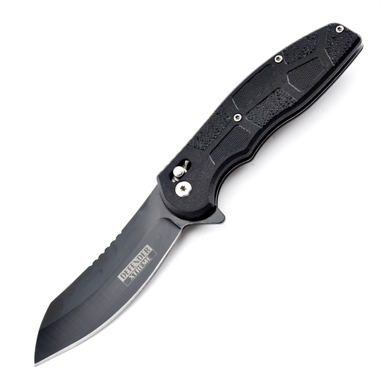 Defender-Xtreme 8.25" Black Abs Handle 3Cr13 Steel Spring Assisted Folding Knife