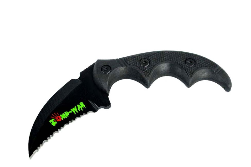 5.75" Zomb-War Black Boot Skinner Knife With Sheath