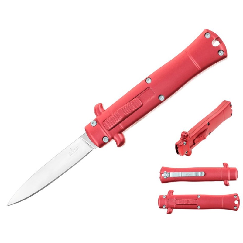 Defender 5.25" Mini Pocket Knife With Red Anodized Aluminum Handle And Silver Blade