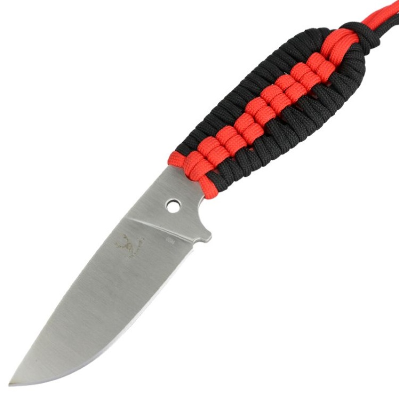 Theboneedge 7.5" Hunting Tactical Knife W/ Sheath And Red & Black Strap Handle