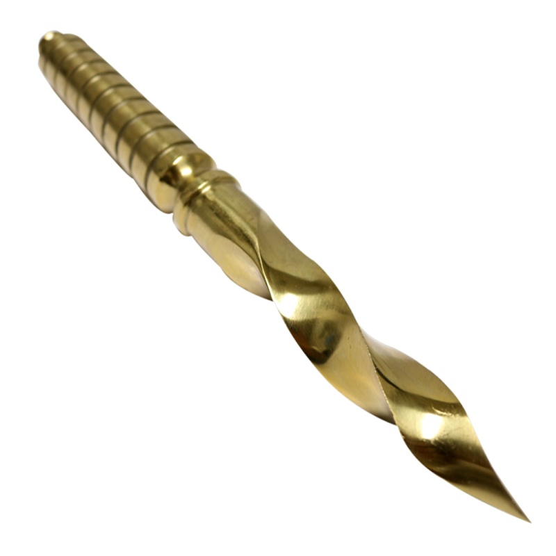Theboneedge 10" Tri Edge Kris Blade Twister Dagger Gold Color Hunting Knife