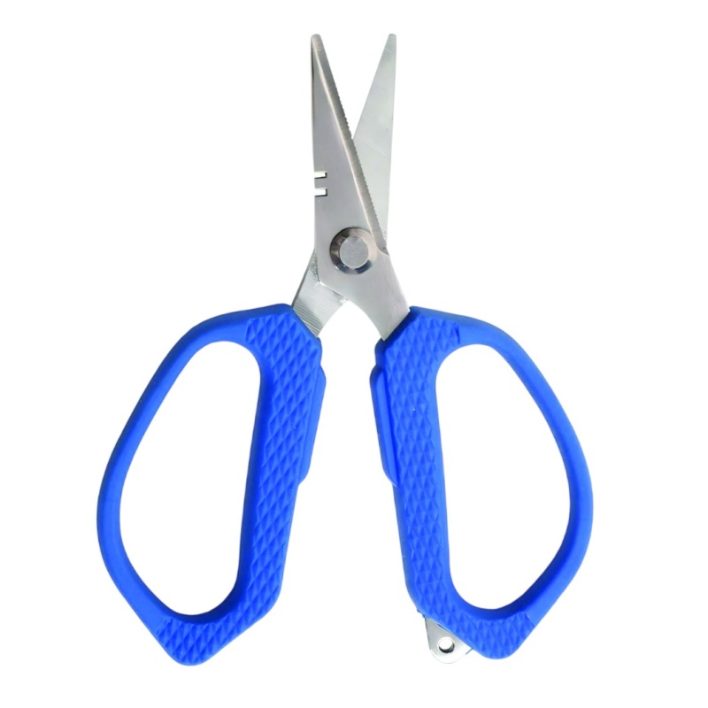 Dispatch Fishing Scissors With Stainless Steel Blade And Blue Soft Rubber Handle