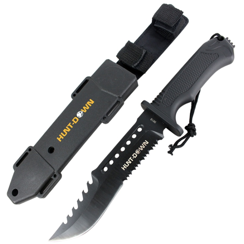 Hunt-Down 12" Hunting Survival Knife With Abs Sheath And Fire Starter New