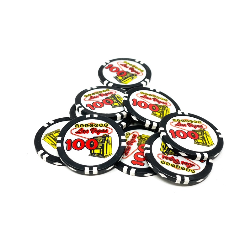 Poker Chips Las Vegas Color Inlay Series, 8.5 Gram, 100, Black With