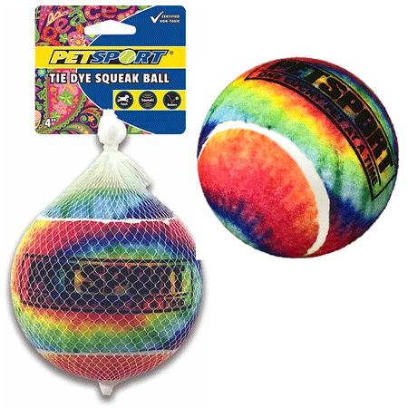 Petsport Tie Dye Squeak Ball 4" 1Pk - Durable and Interactive Fetch Toy for Dogs