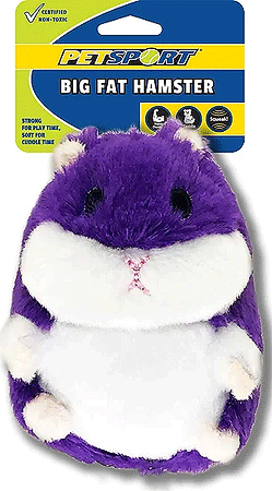 PETSPORT Big Fat Hamster Purple 7 Inch Chew Toy for Dogs