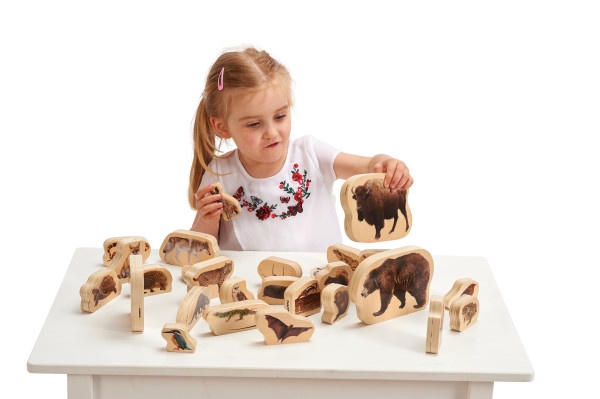 Wooden Forest Animal Blocks - Set Of 30
