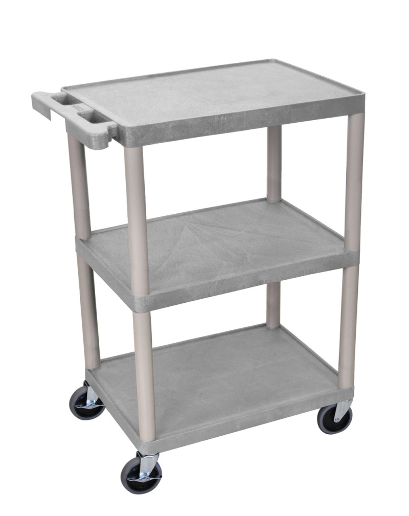 Gray 34" H Plastic Cart With 3 Shelves Item He34-g