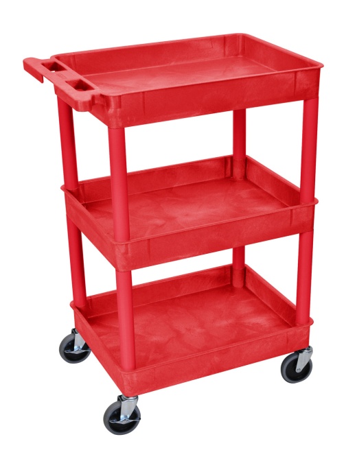 Red 3 Shelf Tub Cart - Rdstc111rd