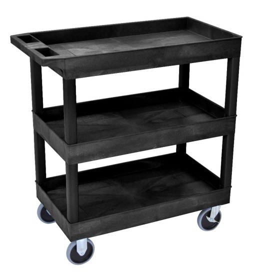 18 X 32 Heavy Duty Black Tub Cart 3 Shelves Model Ec111hd-b