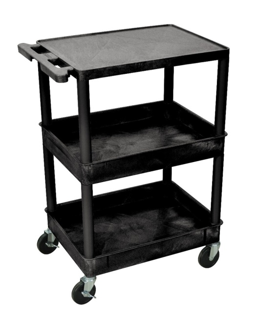 3 Shelf Cart W/Top Shelf Flat/Remaining Shelves Tub Item Stc211-b