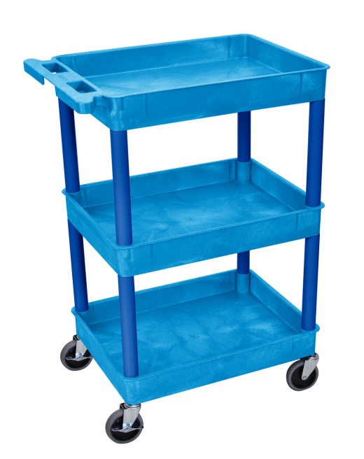 Blue 3 Shelf Tub Cart Item - Multipurpose Utility Cart for Home and Garden
