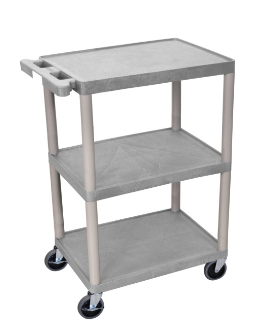 Gray 34" H Plastic Cart with 3 Shelves - He34-G