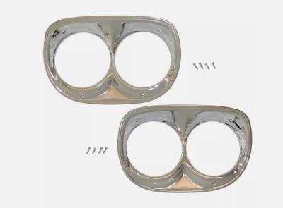 1958 Chevy Impala Headlight Bezels - Bright Finished Aluminum - Driver Quality
