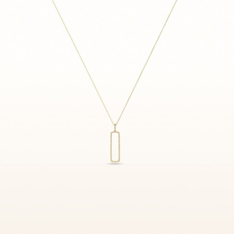 Rectangular Diamond Drop Pendant In 14Kt Yellow Gold