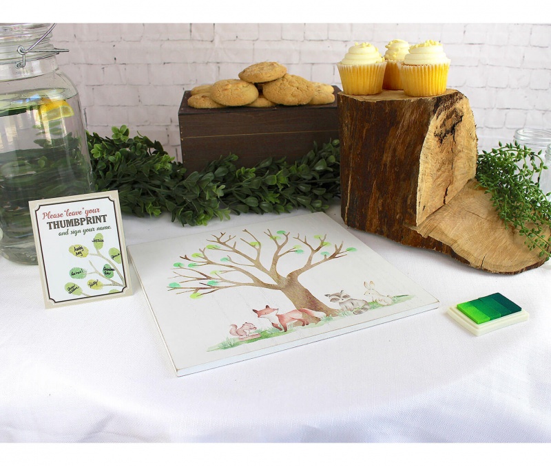 Woodland Baby Shower Guest Book Alternative With Ink Pad