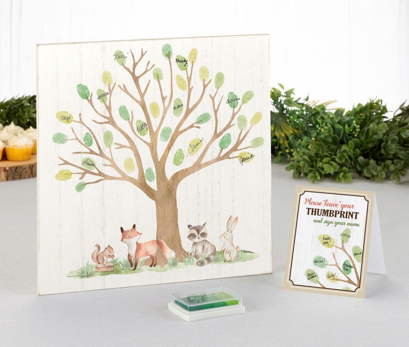 Woodland Baby Shower Guest Book Alternative With Ink Pad