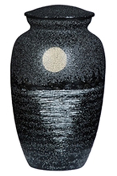 Hand Painted Urn-Moon Matte Black - A Unique and Beautiful Keepsake Urn