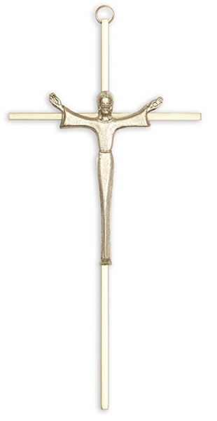 10" Crucifix Cross with Polished Brass Finish
