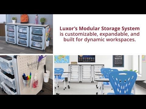 Modular Classroom Storage Cabinet - 2 Stacked Modules With 6 Large Bins